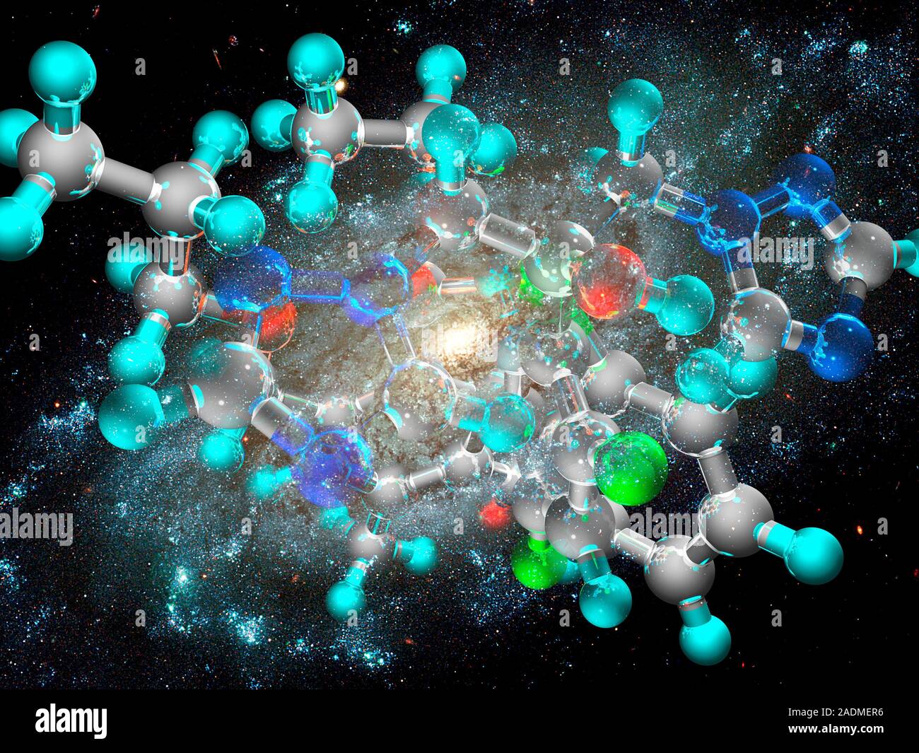 Building blocks of life. Conceptual computer artwork of a molecule and