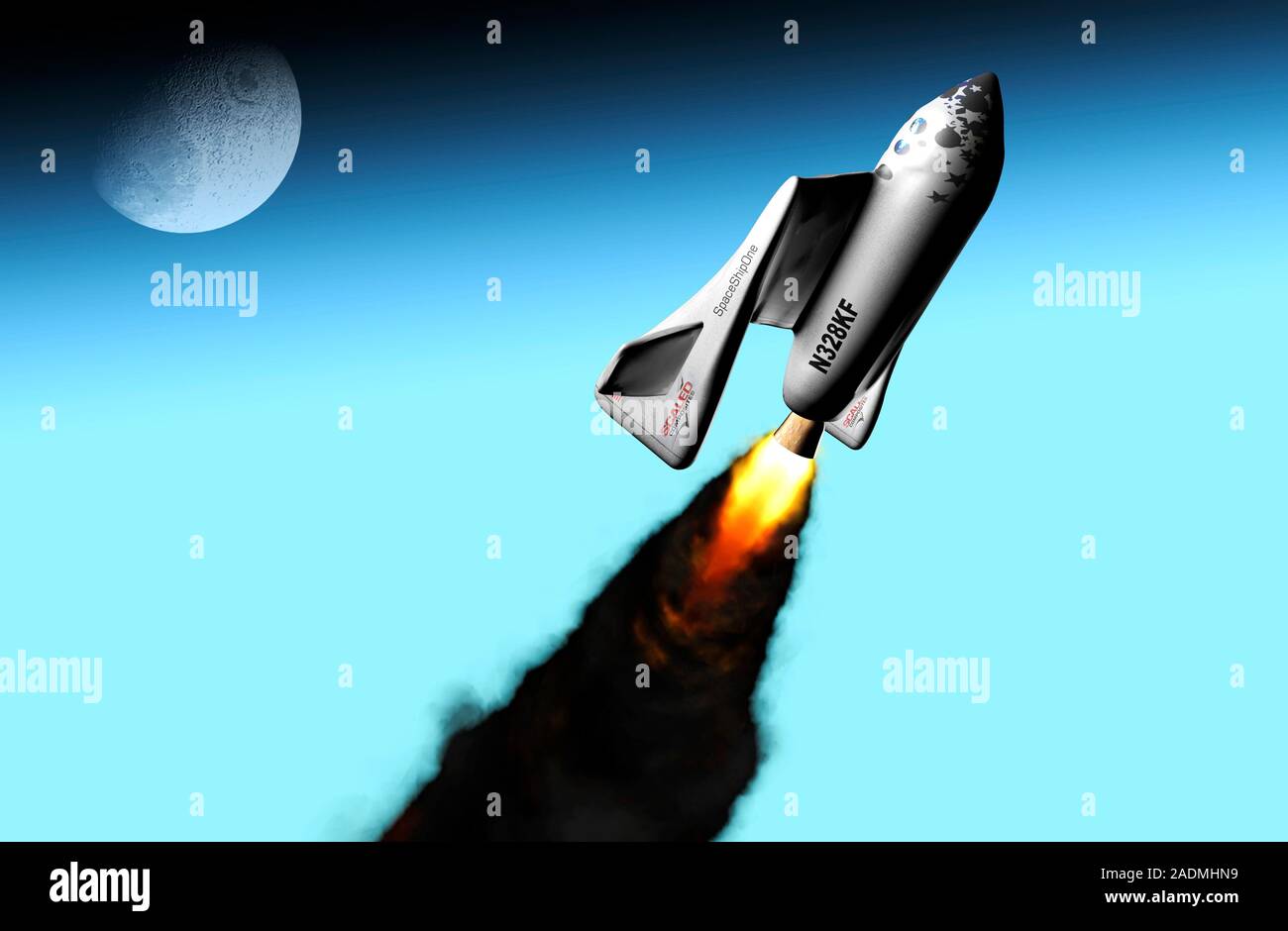 One Rocketship SpaceShipOne private spacecraft. Image 1 of 3. Computer artwork of ...