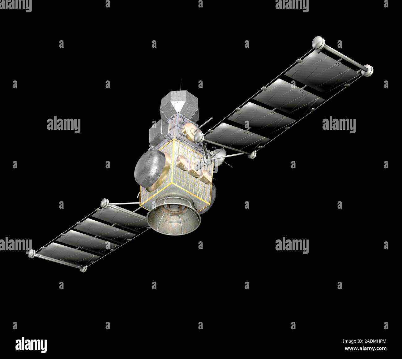 Satellite. Computer artwork of a satellite in orbit. Satellites are ...