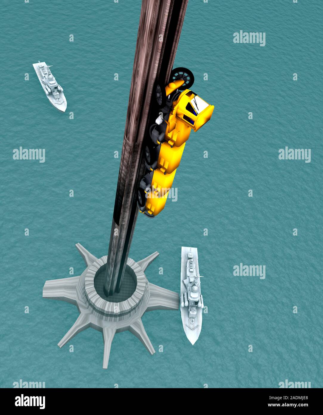 Space elevator. Computer artwork of a future space elevator technology ...