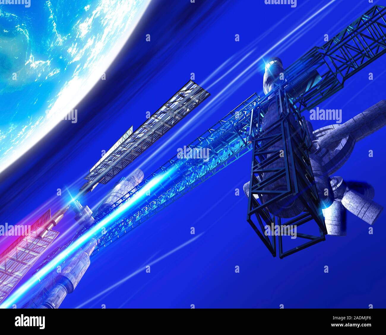 Space station orbiting Earth, computer artwork Stock Photo - Alamy