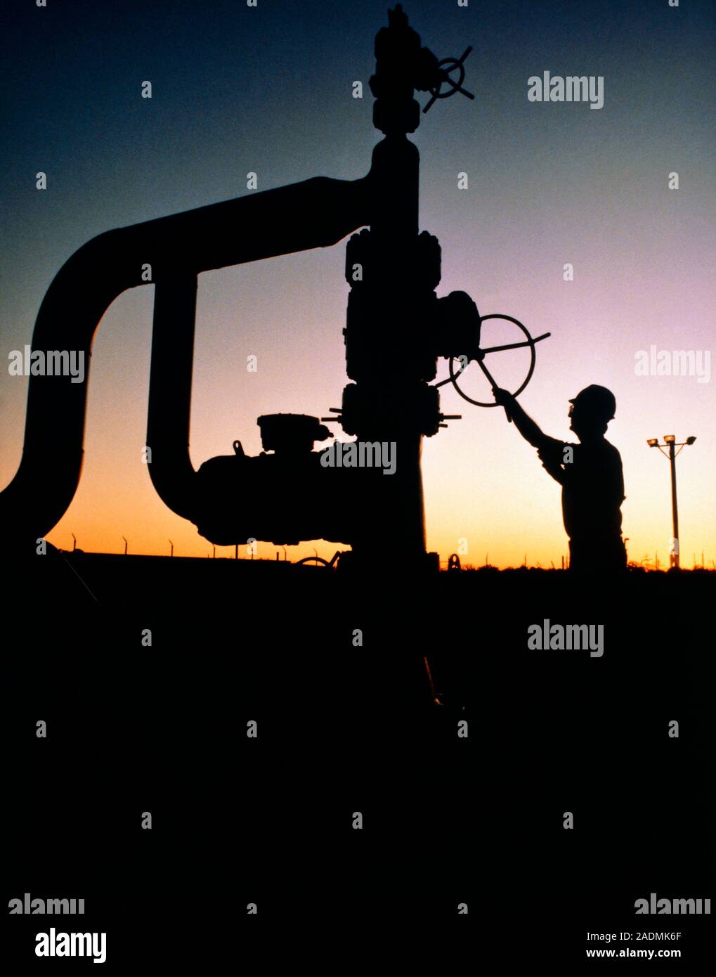 Sunset behind Well head No.18 at the Strategic Petroleum Reserve