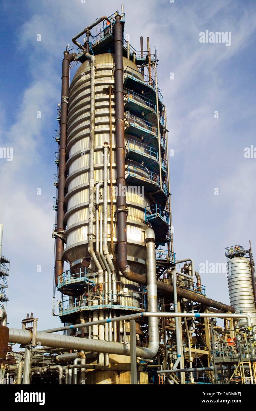 Oil refinery. This is a vacuum pipestill, a distillation tower (still