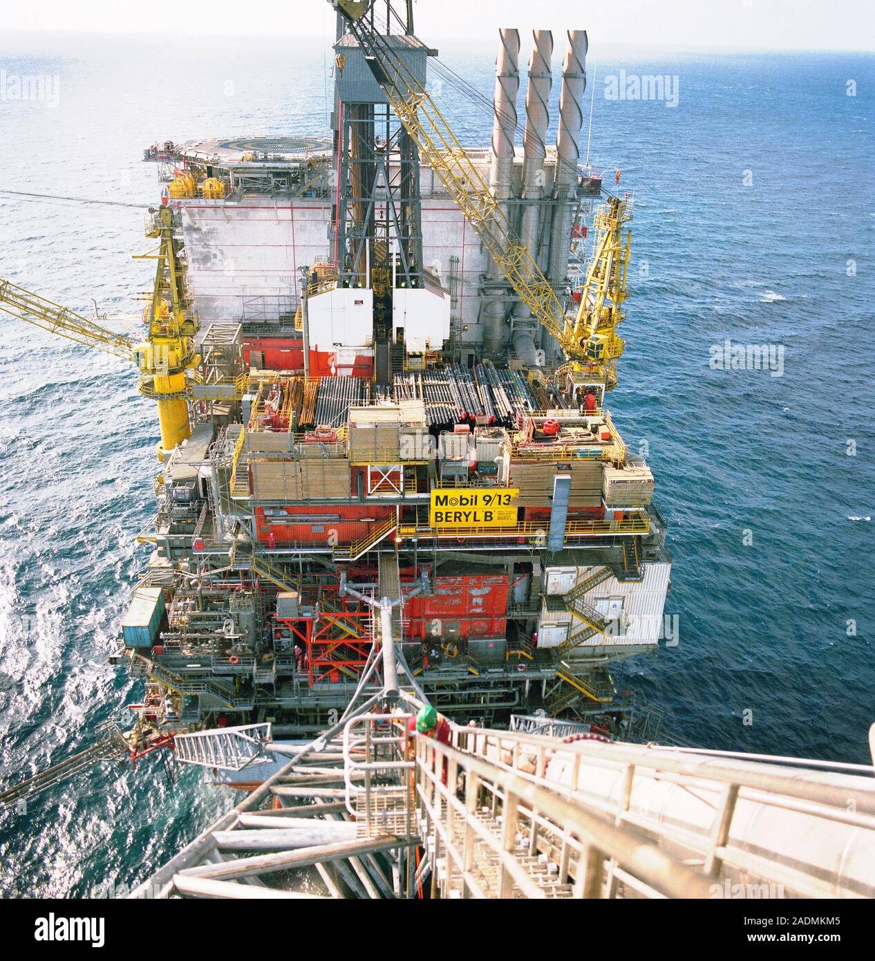 North Sea oil rig. This large platform is known as Beryl B and is owned ...