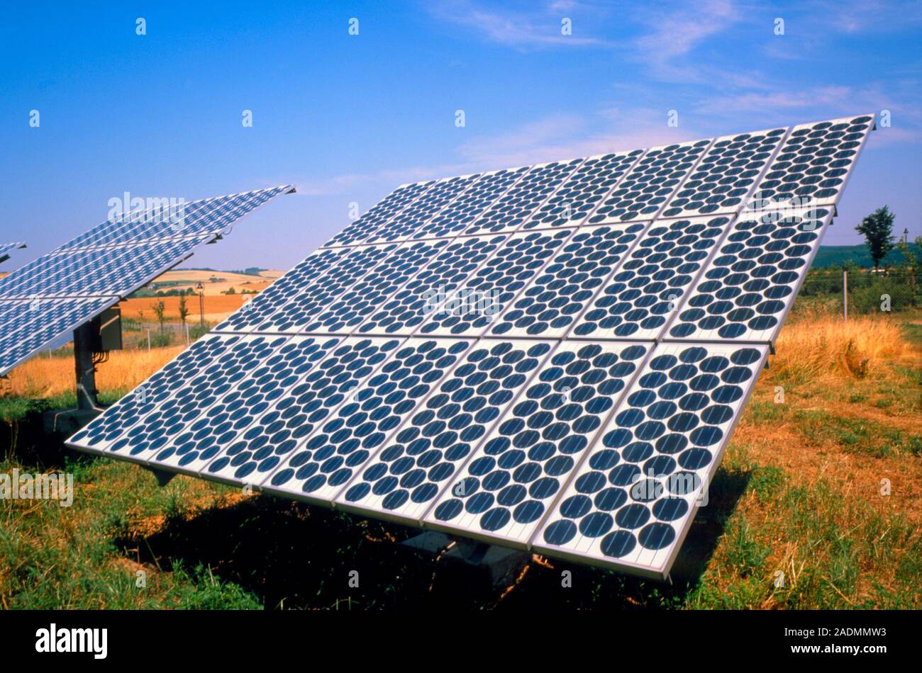 Experimental solar panel, consisting of circular photovoltaic cells ...
