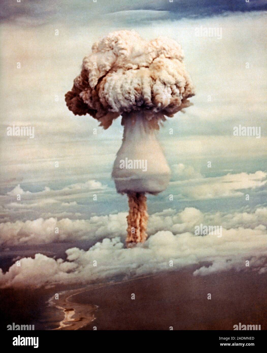 Atomic bomb explosion. Mushroom cloud produced by the
