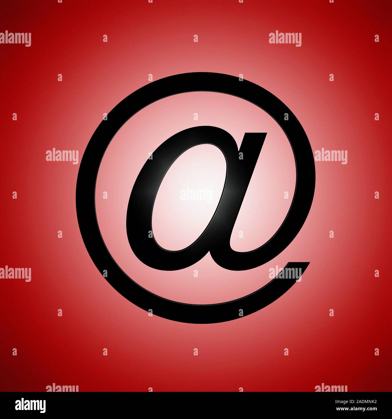 E-mail symbol, computer artwork. This 'at' (@) symbol forms part of all electronic mail (e-mail) addresses. Previous to its use as an e-mail component Stock Photo