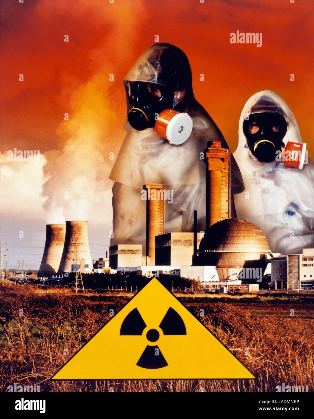 Radiation hazards. Nuclear power plant surrounded by a radiation hazard