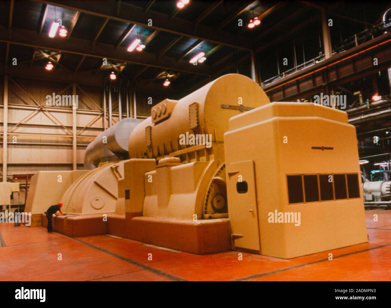 Steam turbine electricity generator. This generator converts the