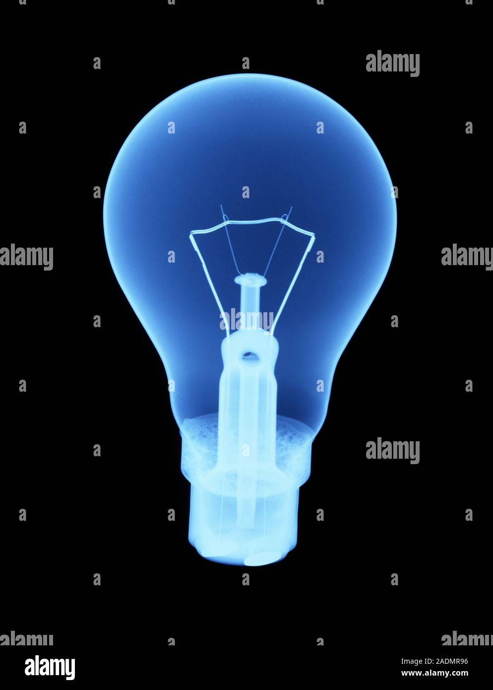 Light bulb. Xray of an electric light bulb. Bulbs produce light from a