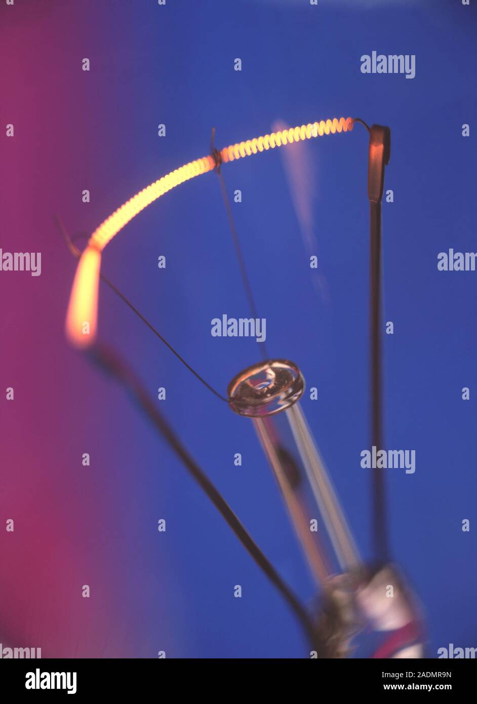 Light bulb filament. Electric current passing through the tungsten