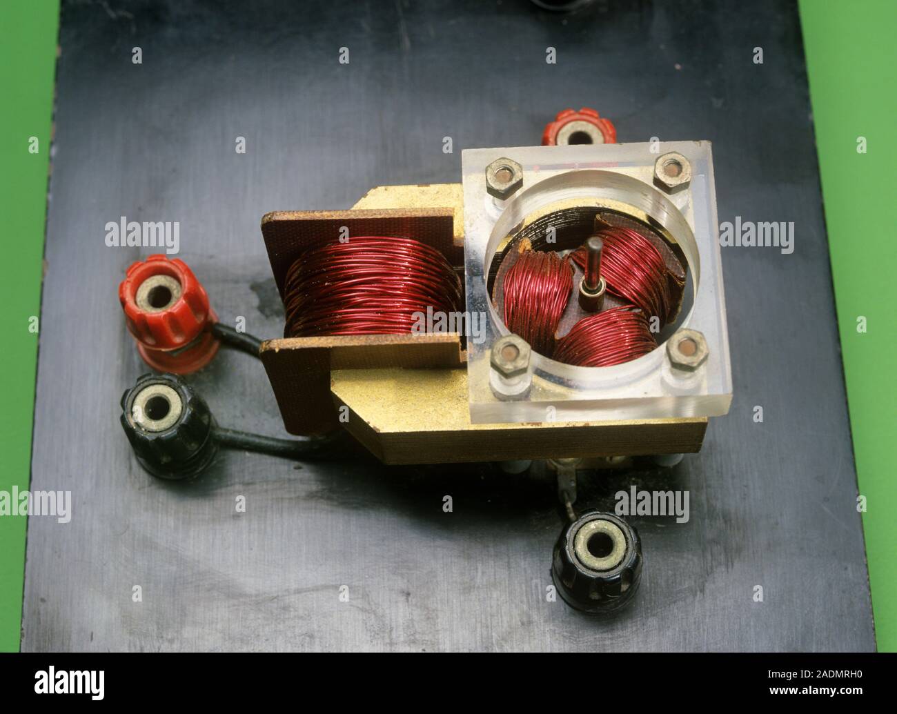 Electric motor coils. Coils of electrical wires (solenoids) inside a small demonstration