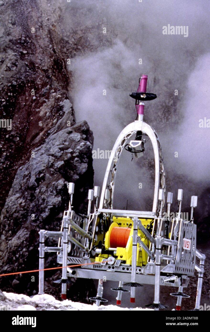 Dante II robot exploring the crater of Mount Spurr, an active volcano in Alaska, USA. This robot
