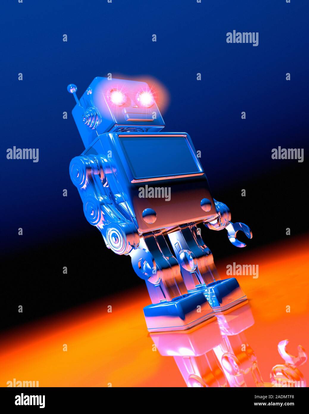 Toy robot, computer artwork. Stock Photo