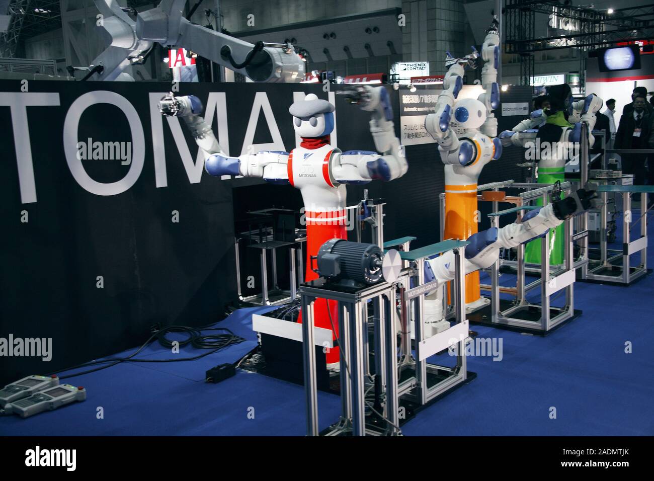 Industrial production line robots. These are Motoman robots, from the
