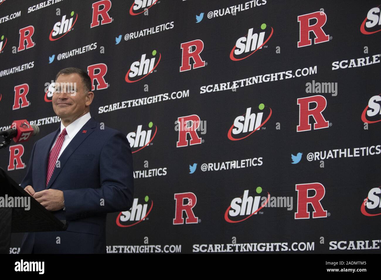 Piscataway, New Jersey, USA. 4th Dec, 2019. Rutgers Head coach GREG SCHIANO appears during a press conference at the Hale Center in Piscataway, New Jersey. SCHIANO was Rutgers head coach from 2000- 2011. SCHIANO Returns to Rutgers coaching in the NFL and other College teams. Credit: Brian Branch Price/ZUMA Wire/Alamy Live News Stock Photo