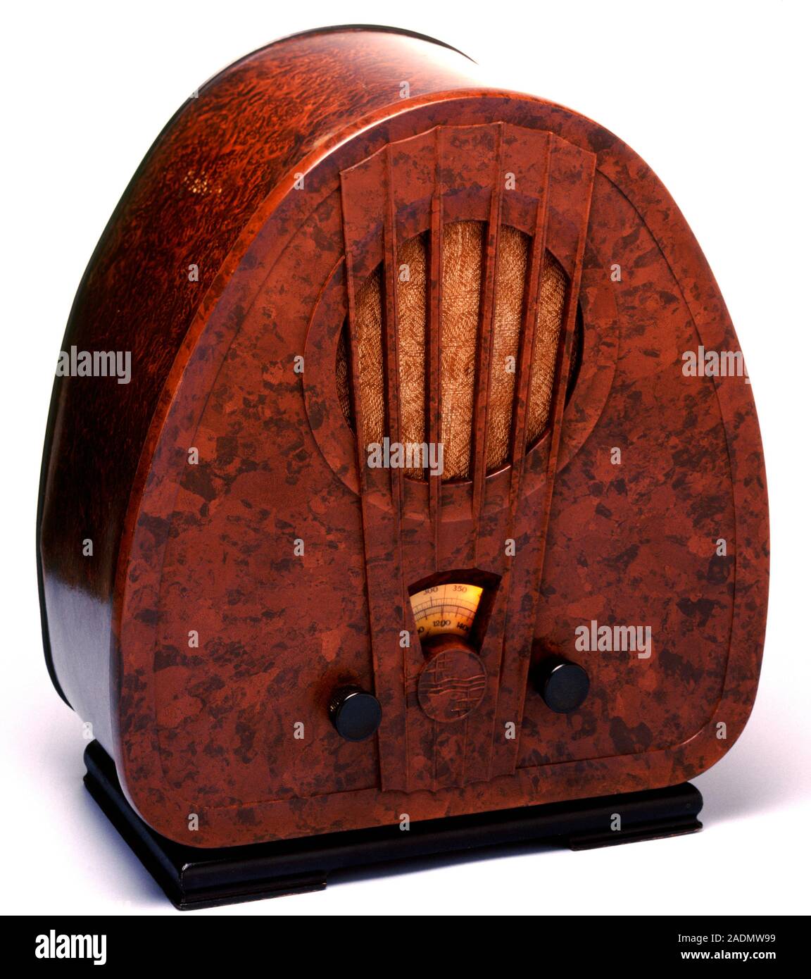 Bakelite radio. Wireless telegraphy, the principle upon which radios operate, was developed by