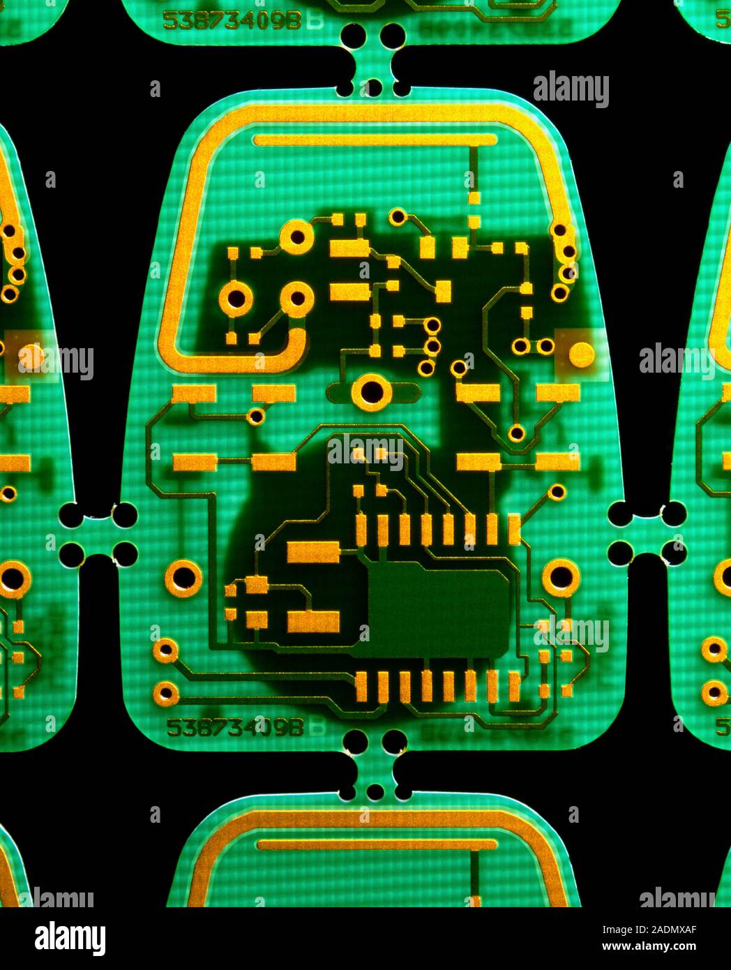Circuit boards. View of a printed circuit board used in electronic car ...