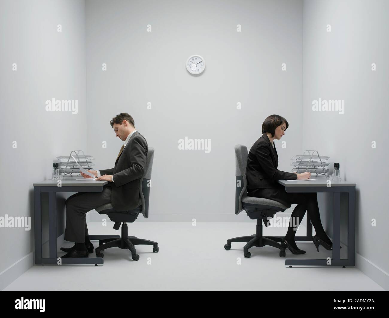 Office workers at desks. Stock Photo