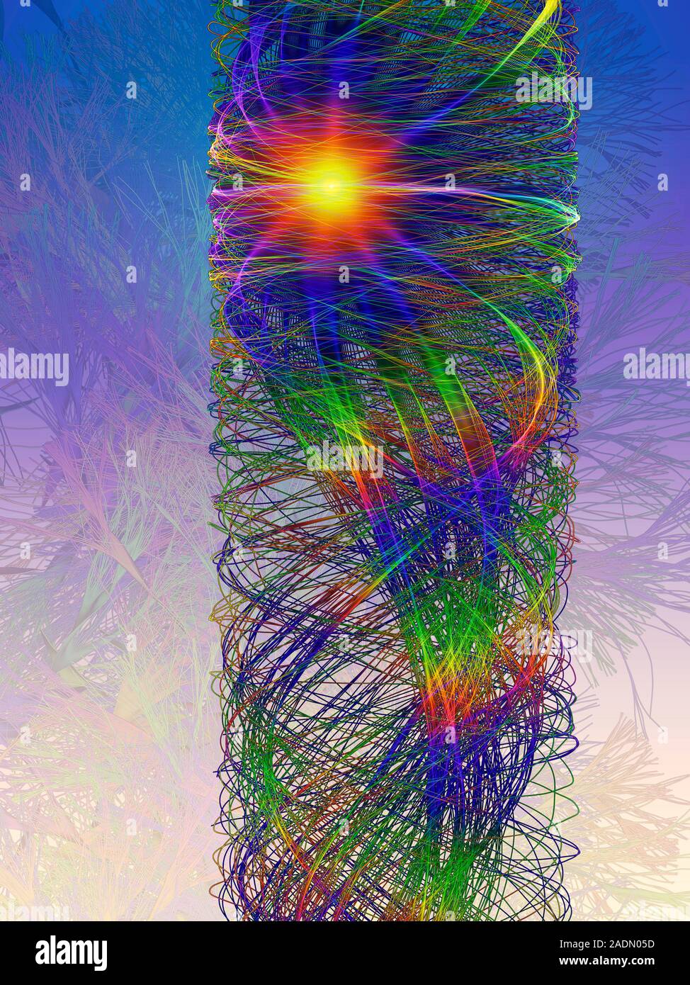 Nanowire. Computer model of electron flow in a nanowire, an example of ...