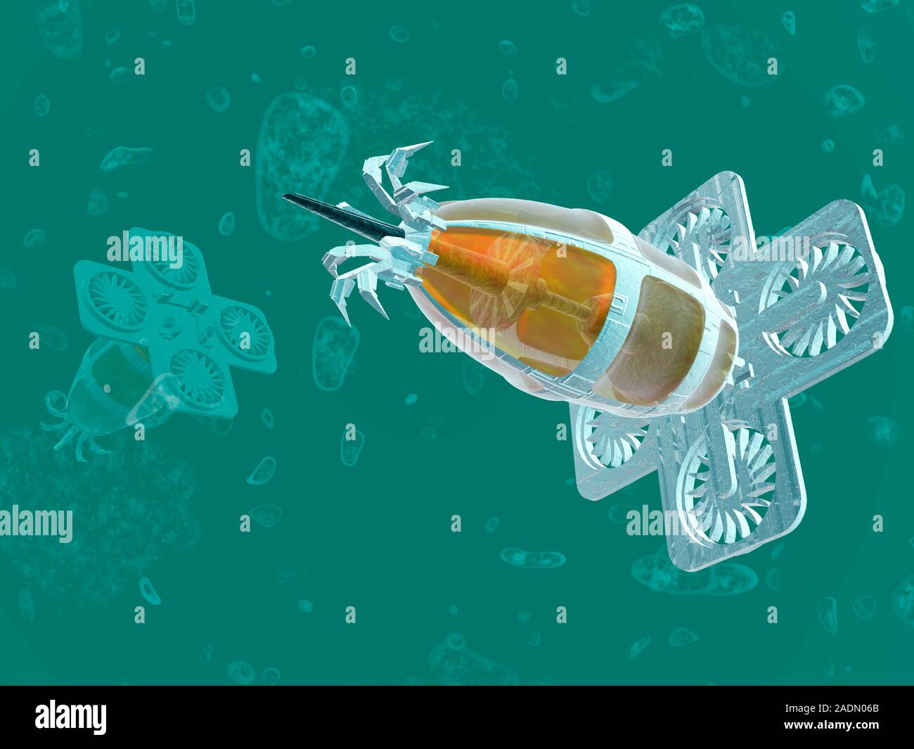 Medical nanorobot, computer artwork. Nanorobots is a term used to ...