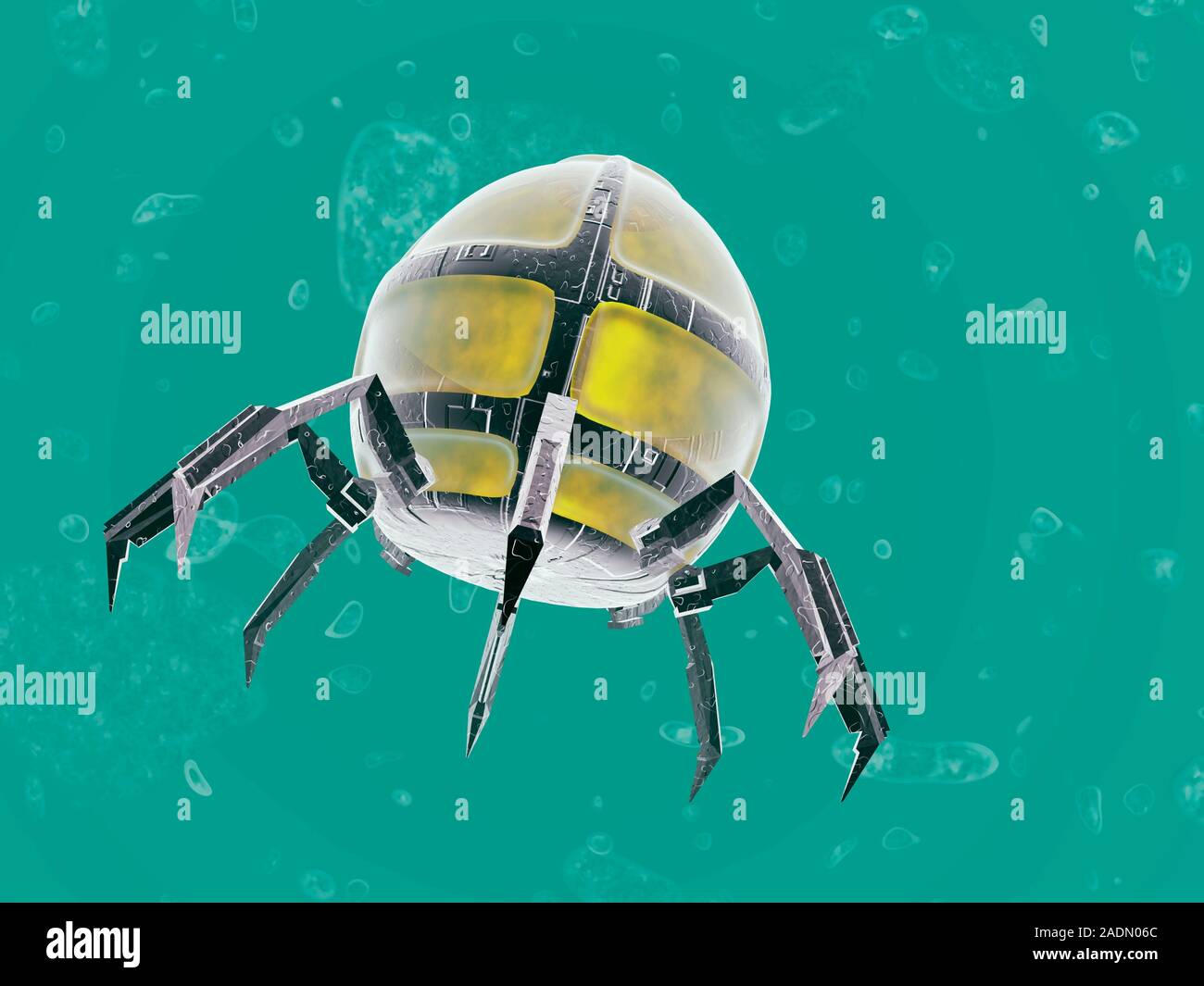 Medical nanorobot, computer artwork. Nanorobots is a term used to ...