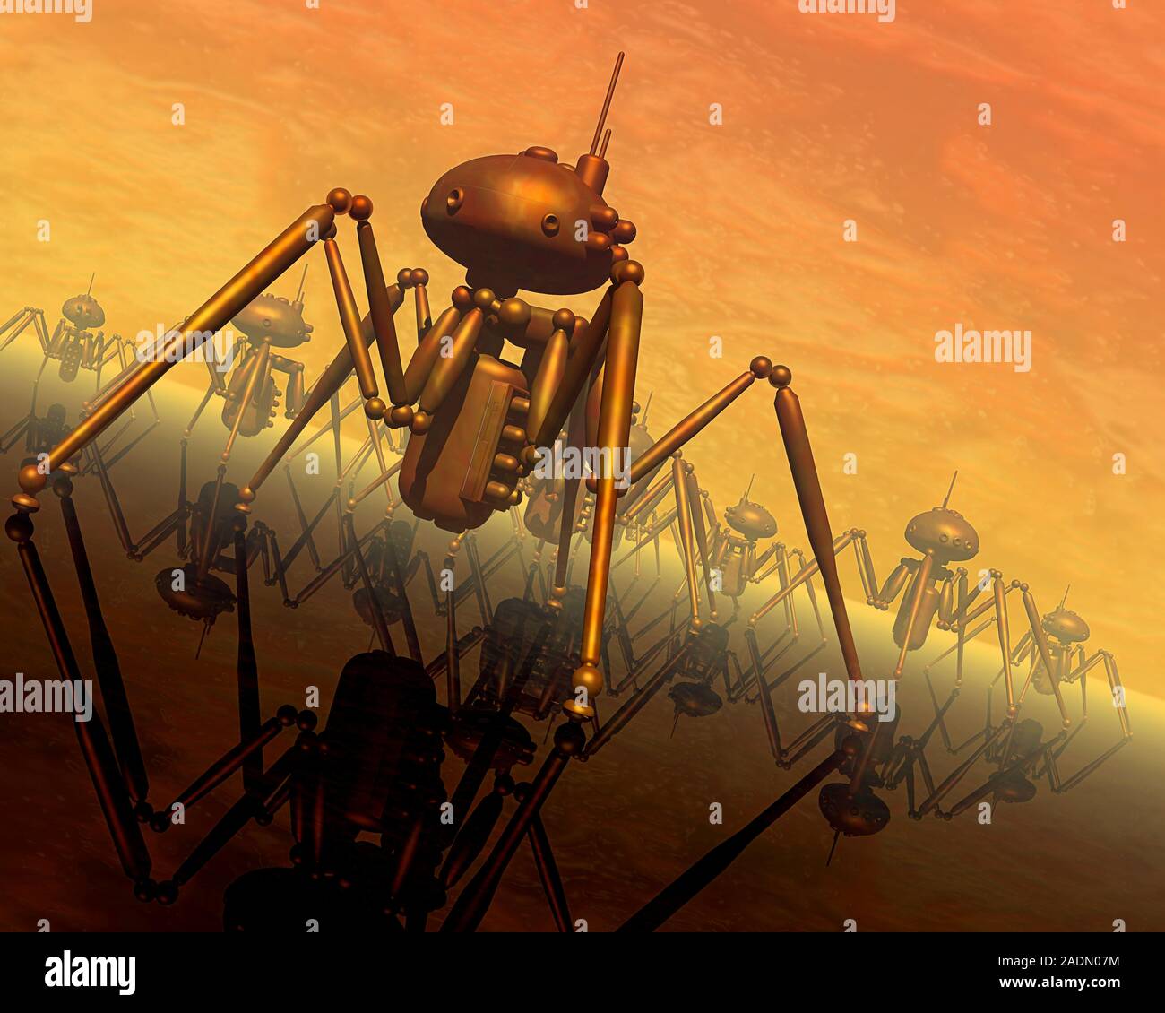 Swarm of nanorobots, computer artwork. Nanotechnology is an area