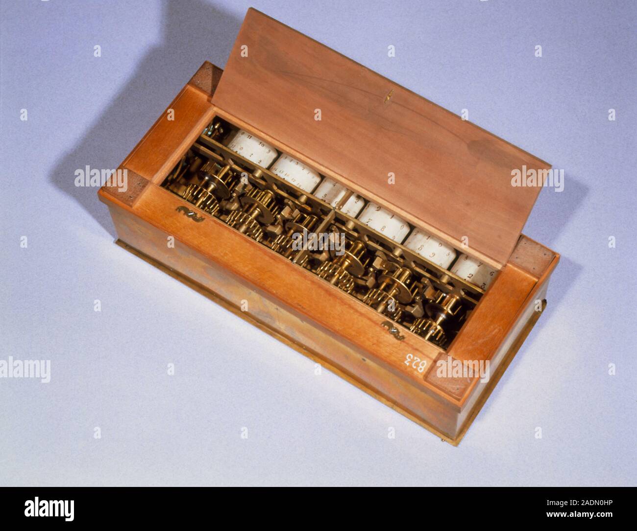 A pascaline, a mechanical calculating machine, invented by French