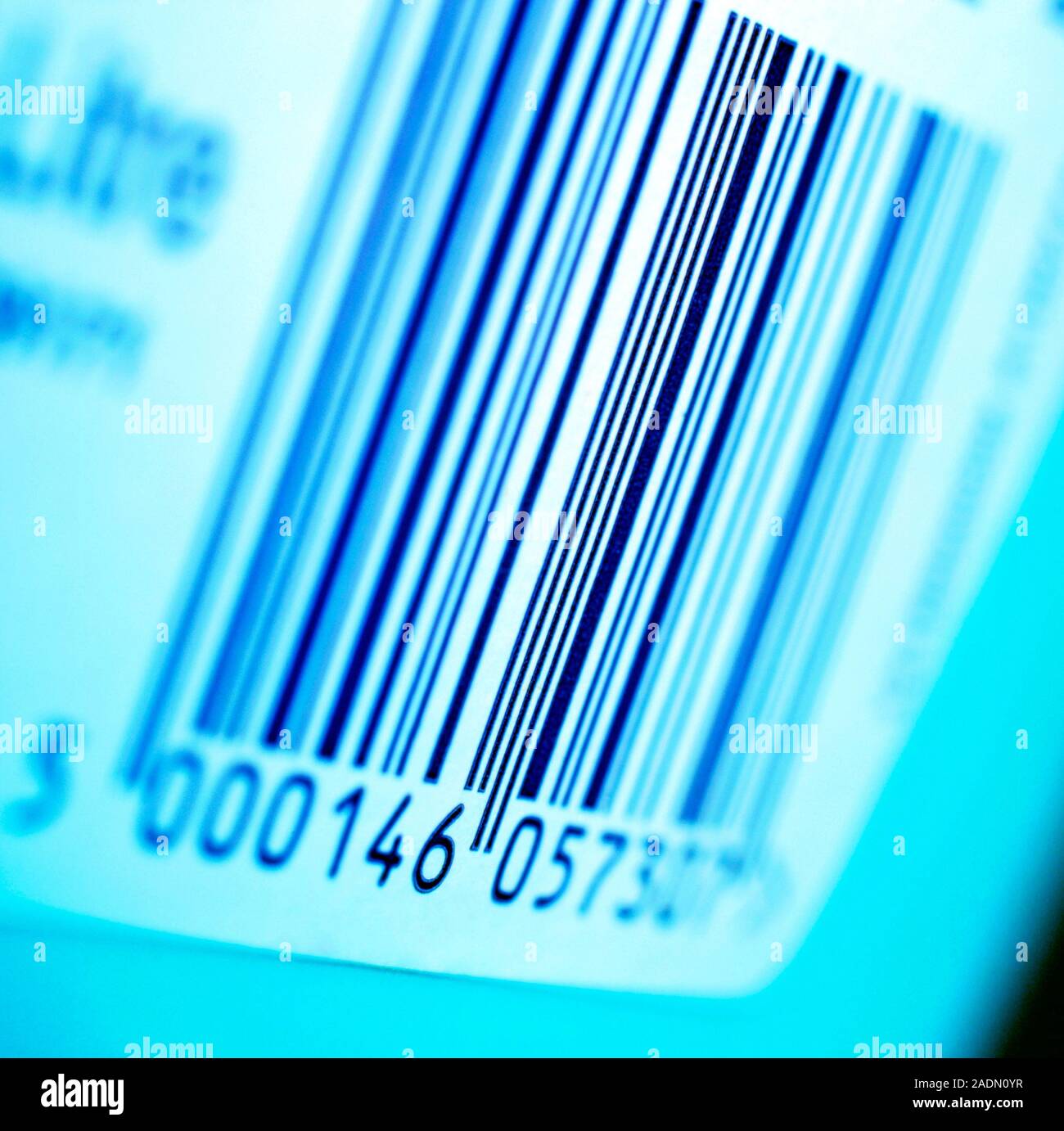 Bar code. View of a bar code label. Bar codes are used to label ...