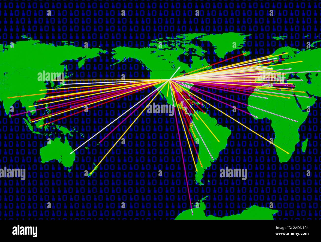 Internet traffic. Map depicting the volume of Internet traffic from ...