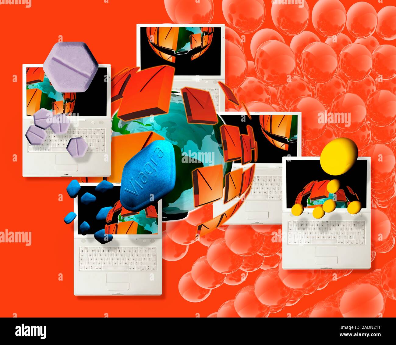 drug sales, conceptual image. Computer artwork depicting the