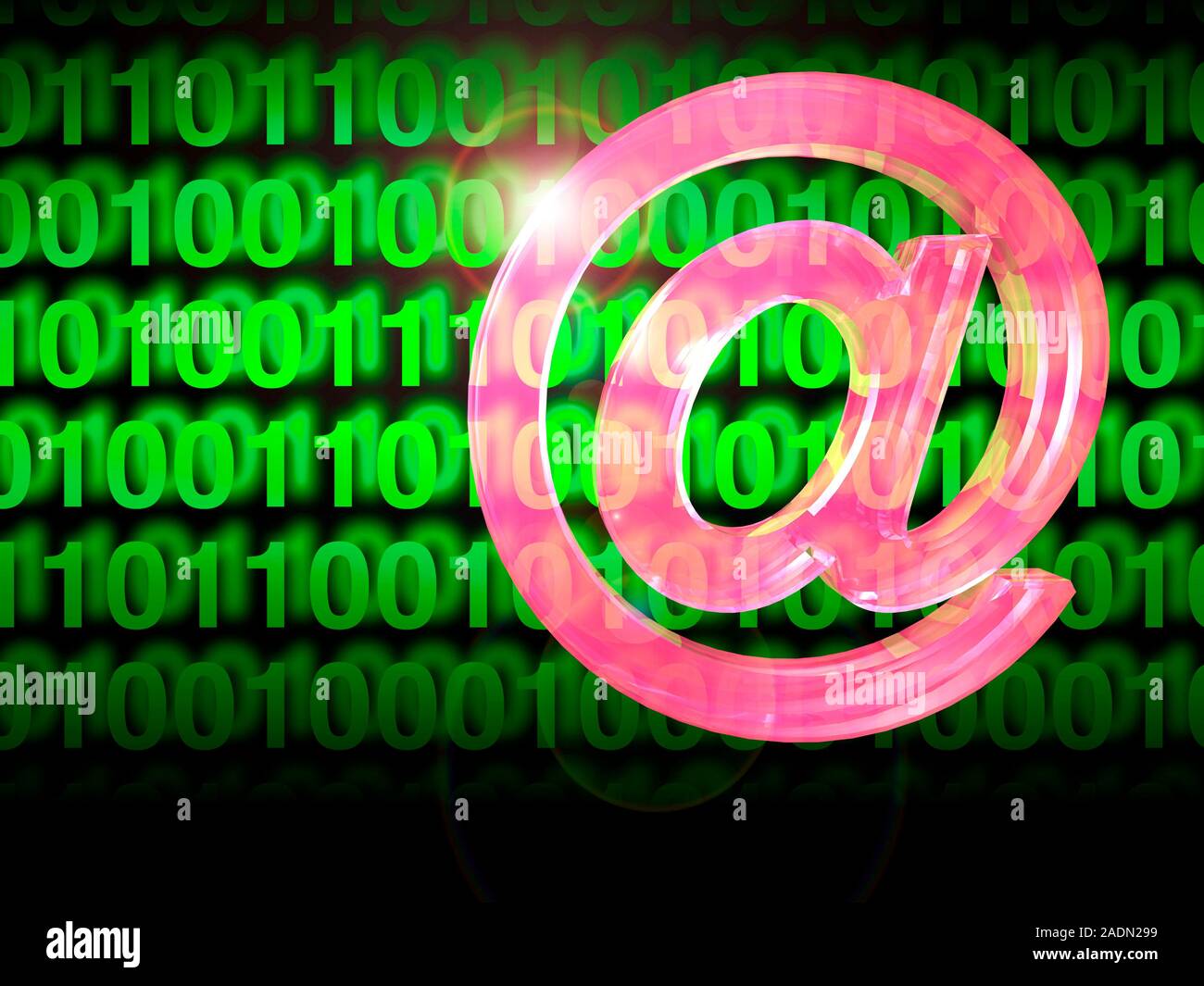 Email. Conceptual computer artwork representing email, showing an at ...