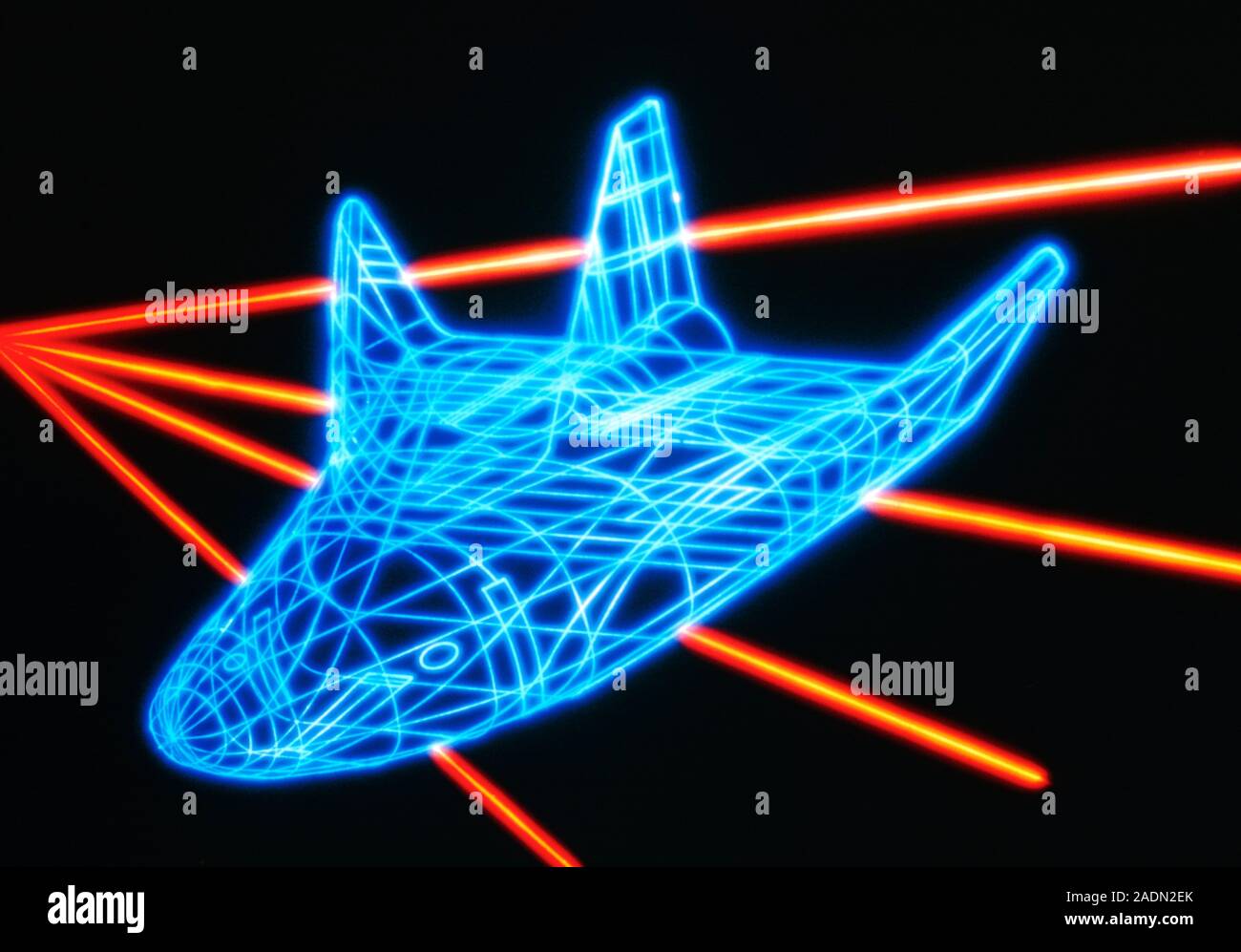 Wireframe computer graphic image of the HL20 spacecraft, superimposed