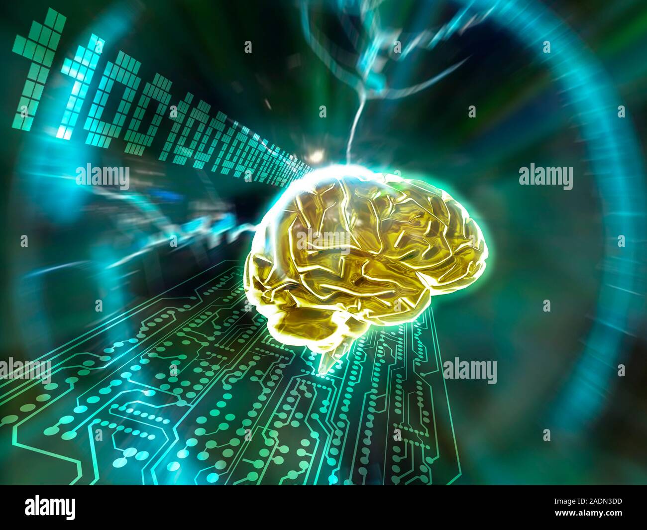 Artificial intelligence, conceptual computer artwork. Human brain being ...