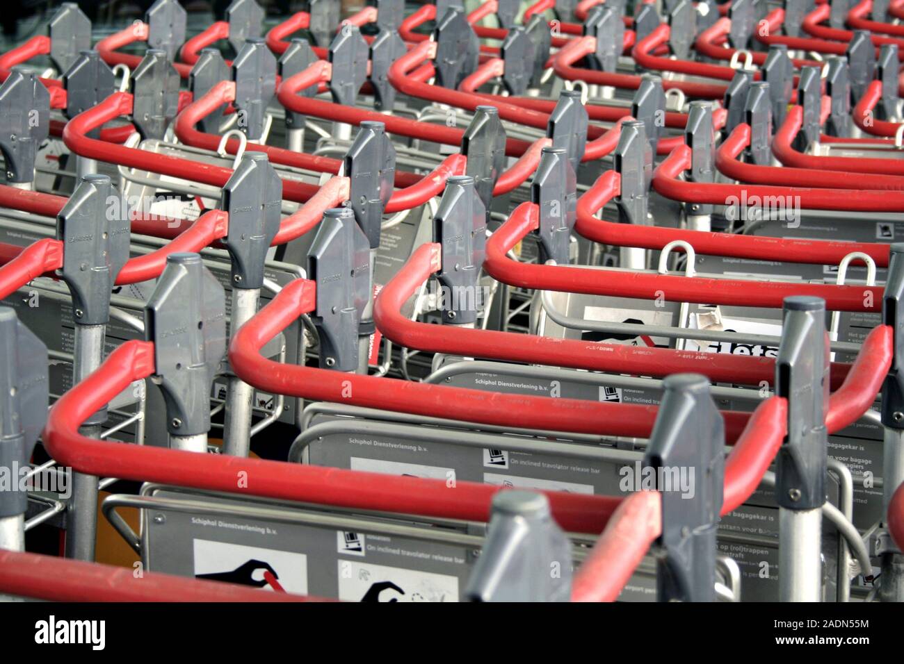 Baggage trolleys at Schiphol Airport, Amsterdam, the Netherlands Stock