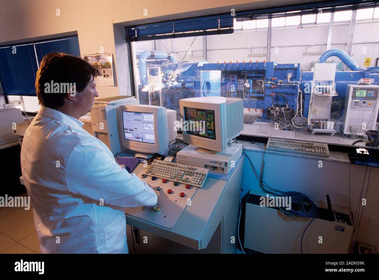 Pilot Transonic Wind Tunnel. Technician operating the Pilot Transonic