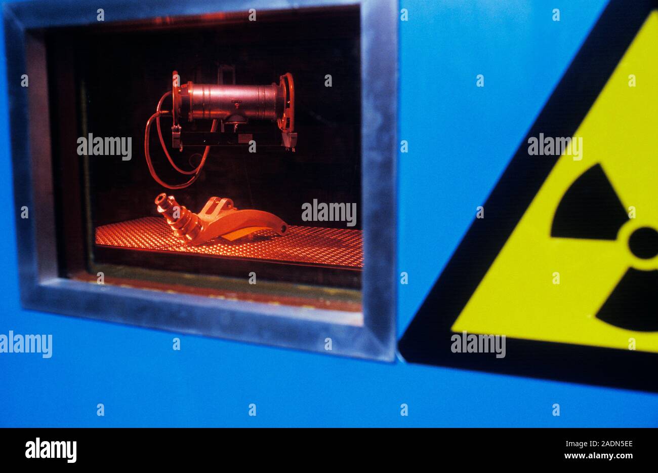 Aircraft maintenance. Xray machine being used to check an aircraft