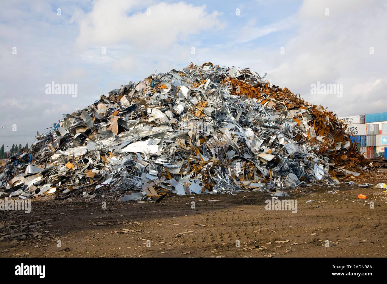 Scrap metal. Pile of recyclable ferrous metal (iron and steel) and non