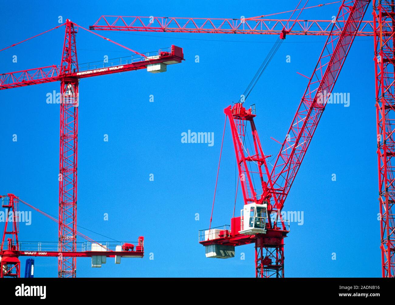 Crane. Mechanical cranes at a building construction site used for