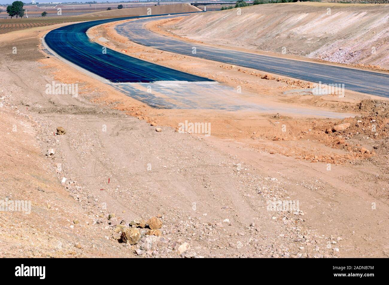 Road construction. Unfinished carriageways ina road construction