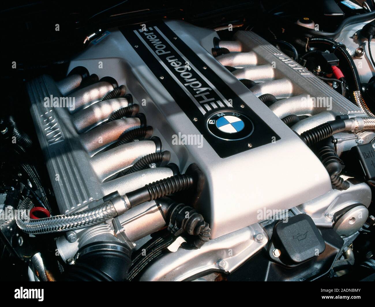 Hydrogen car engine. This lowemission BMW engine has been altered to