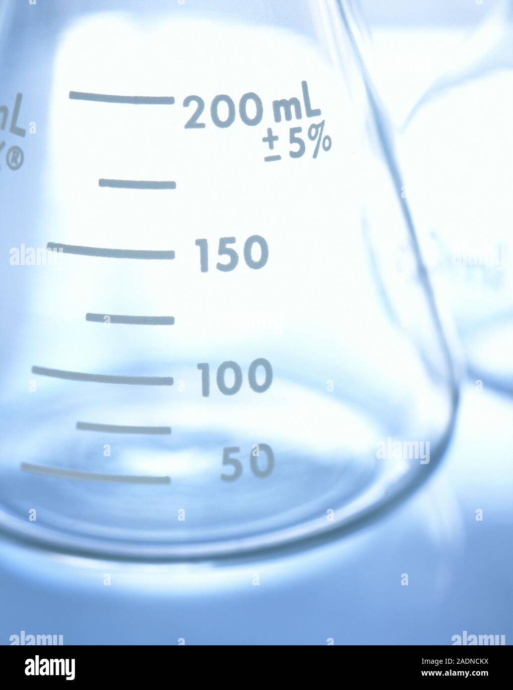 Conical flask. Graduations in millilitres on the lower part of a