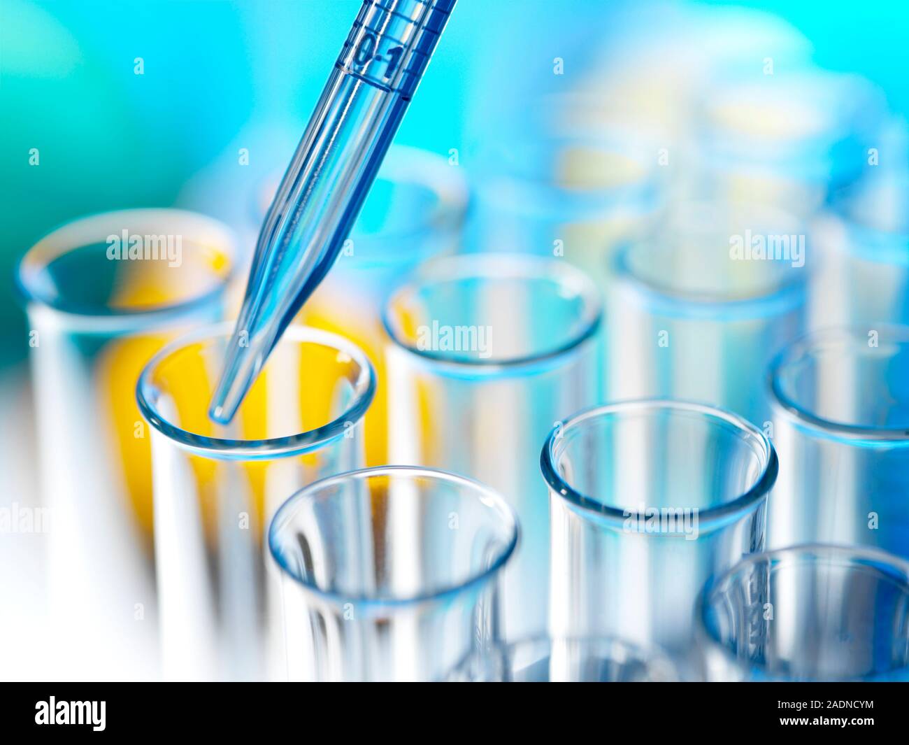 Piped Lab Pipetting. Graduated pipette with test tubes Stock Photo - Alamy