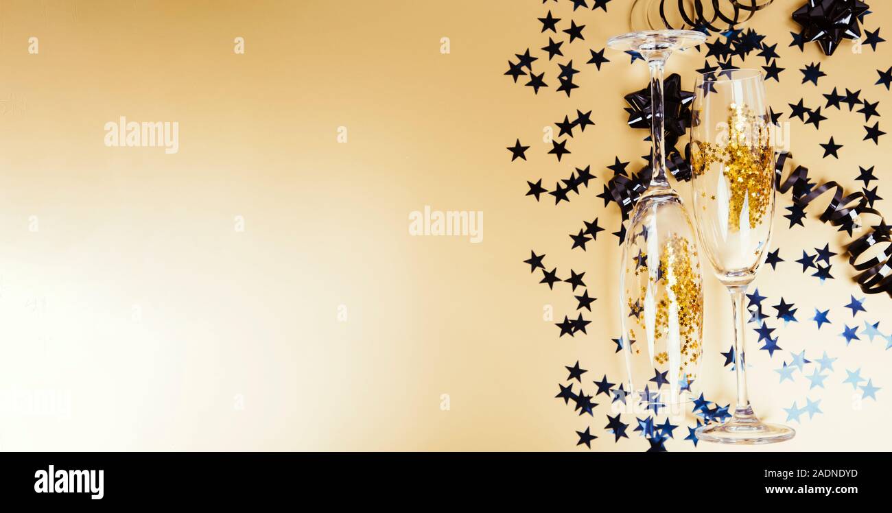 New years eve celebration background with champagne glasses and ...