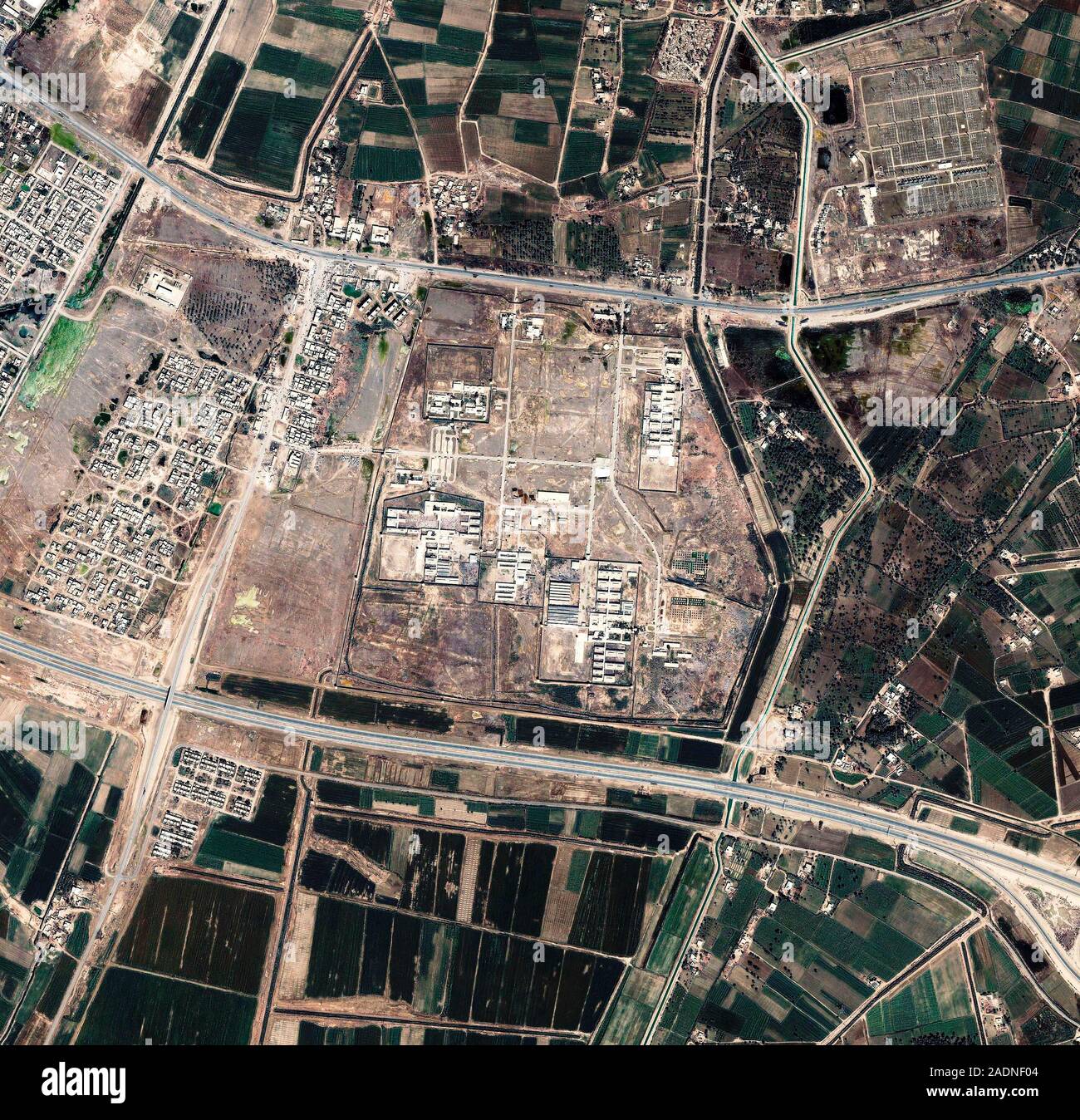 Abu Ghraib prison, Iraq, as seen by the Ikonos satellite. The prison was built by Saddam Hussein to punish political enemies, dissenters and criminals Stock Photo