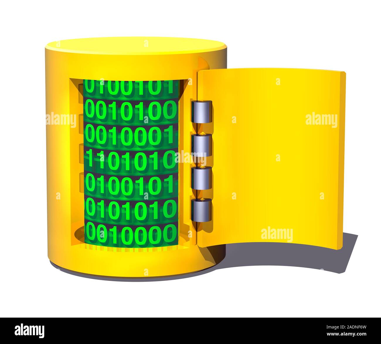 Data security, conceptual computer artwork. Rows of binary code stored ...