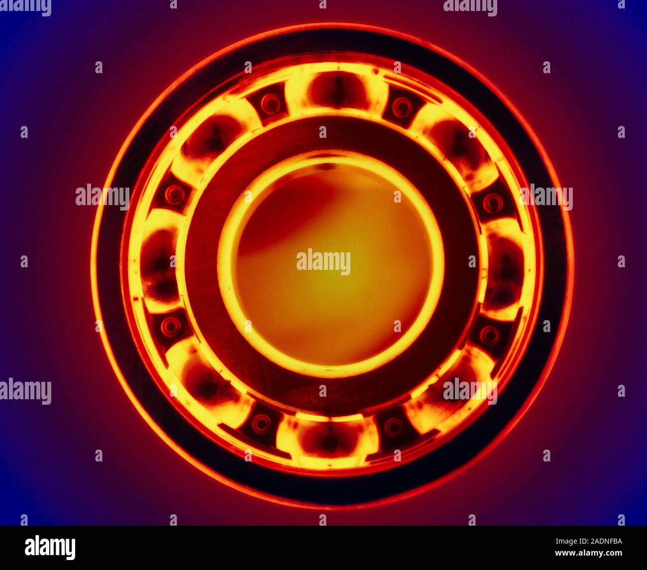 Ball bearings. Computer artwork of ball bearings mounted in metal. Ball