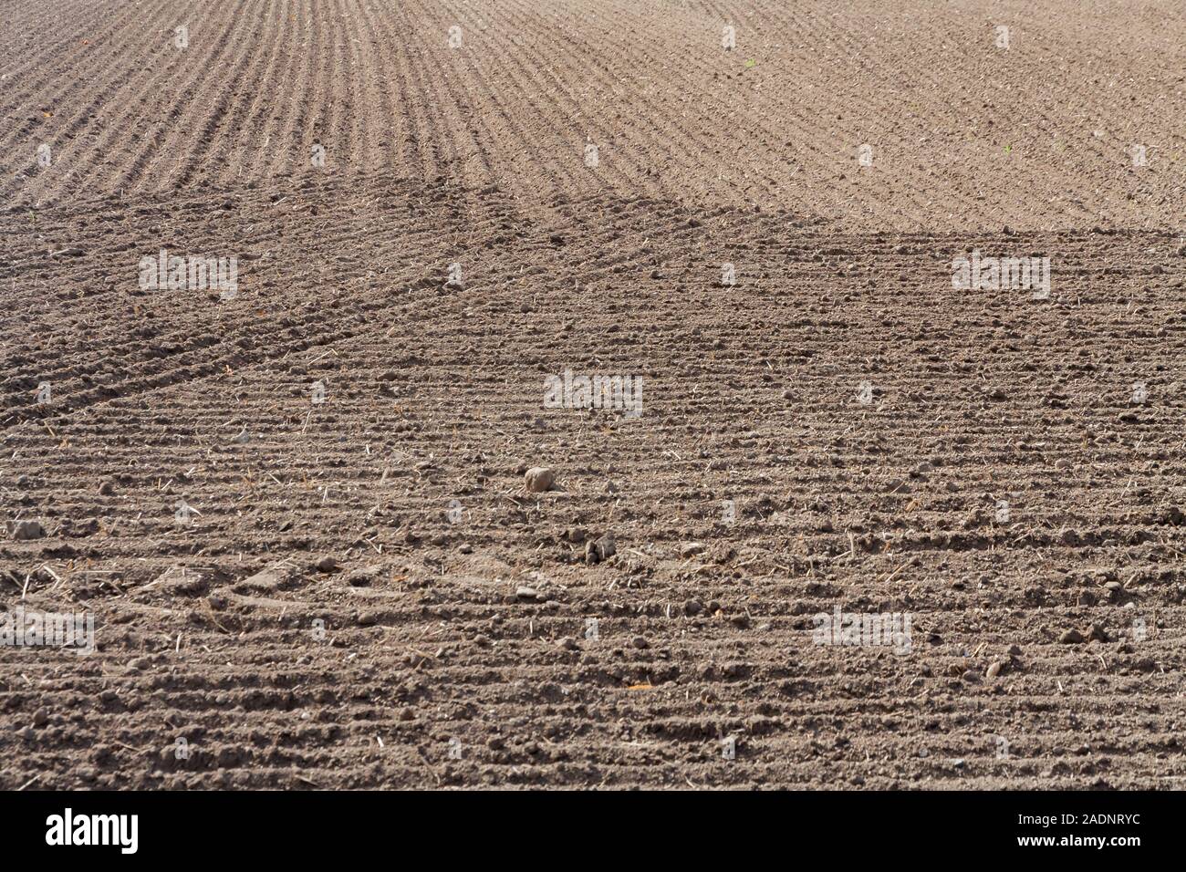 A fresh plowed field in autumn Stock Photo