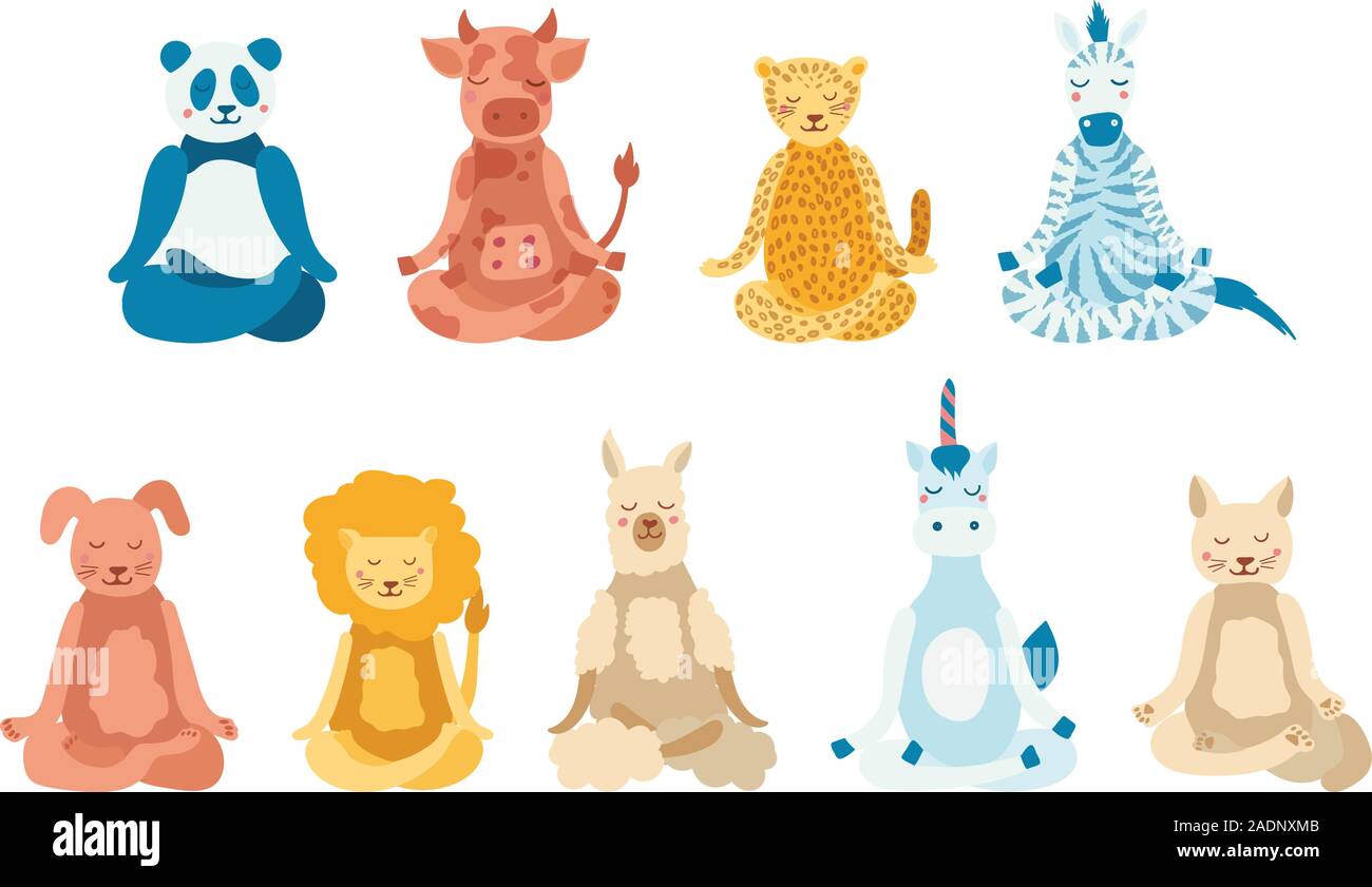 Cute animals sitting in yoga lotus pose and relaxi, Backgrounds,  Illustrations ft. animal & relaxation - Envato Elements