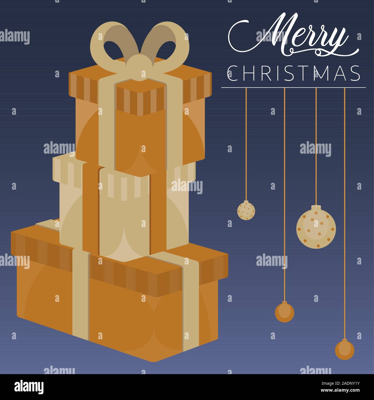 Merry christmas poster with a gift boxes - Vector Stock Vector Image ...